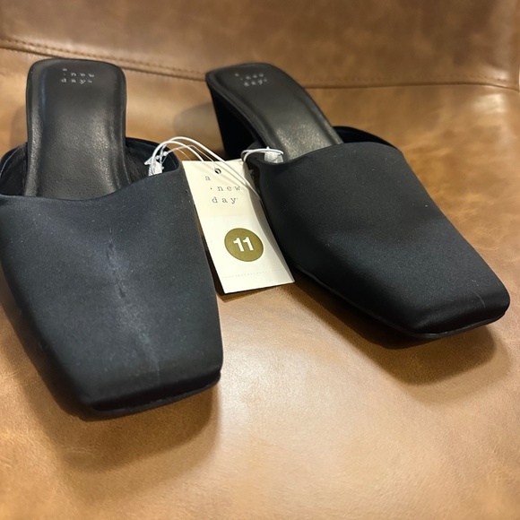 Women’s Jessica Mule Satin Heels-Black-A New Day - Picture 2 of 9